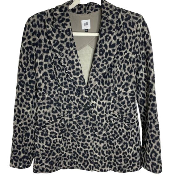 CAbi Jackets & Blazers - Cabi Leopard Print Gray & Black Ponte Knit Jungle Jacket One Button Blazer sz 4
